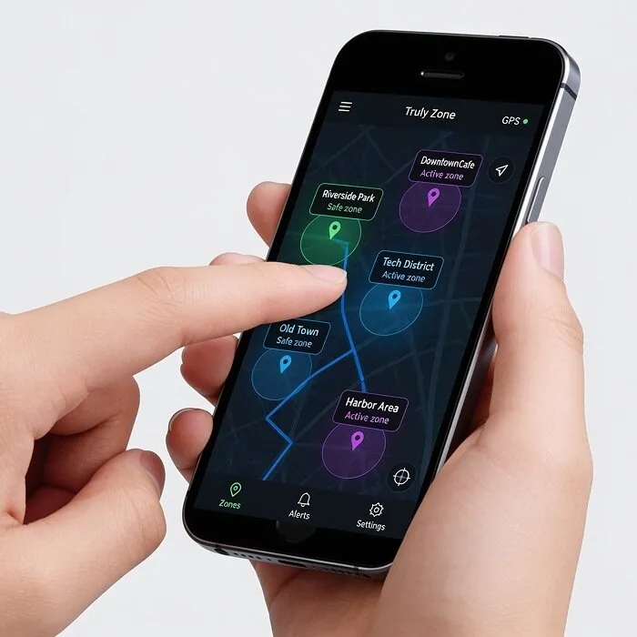 Configurar zonas seguras y contactos en la app CubbyWatch
